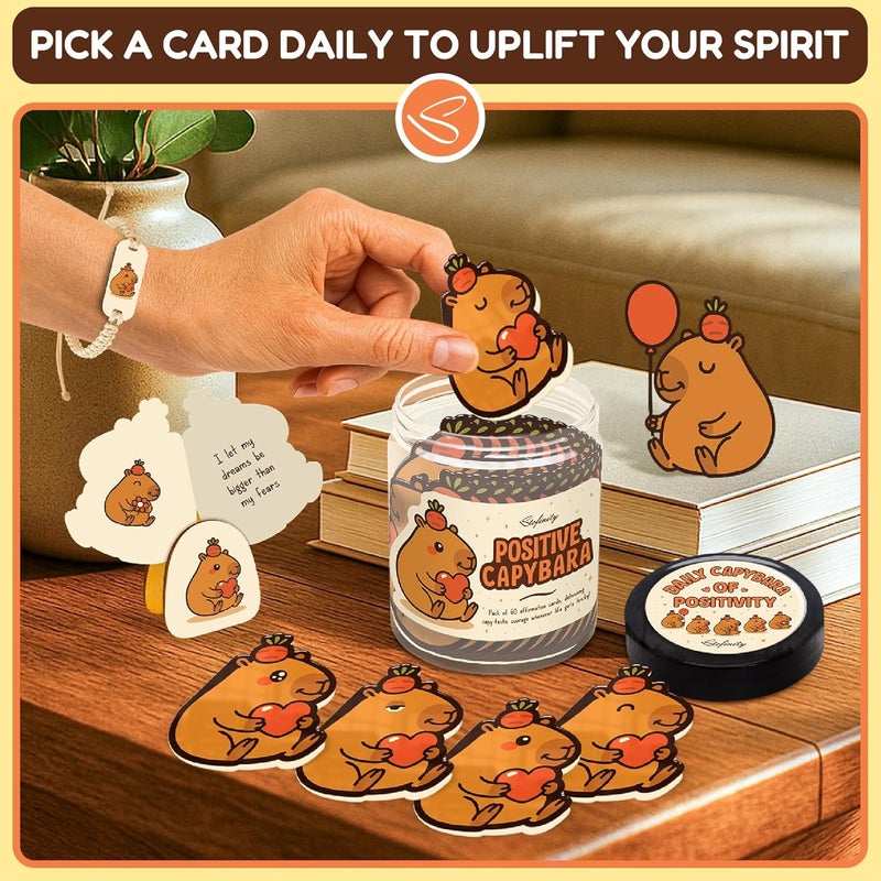 STOFINITY هدايا كابيبارا للدعم العاطفي للفتيات - هدية عيد ميلاد كابيبارا للنساء، هدايا عيد الميلاد للفتيات المراهقات، أشياء عصرية، هدية العودة إلى المدرسة لطلاب الجامعات، جرة التأكيد الإيجابي - Image 4